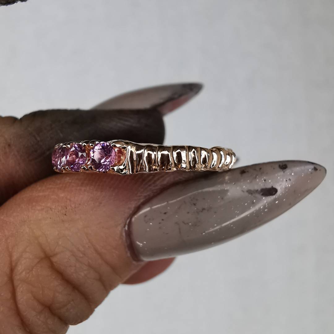 1/2 Eternity Band Rose Gold Ring With Sapphires