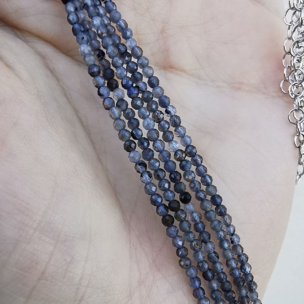 Rhodium Plated Silver Necklace With Jolite