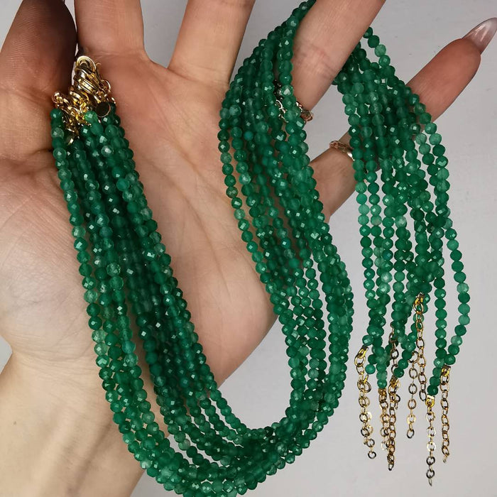 Green Agate Silver Necklace