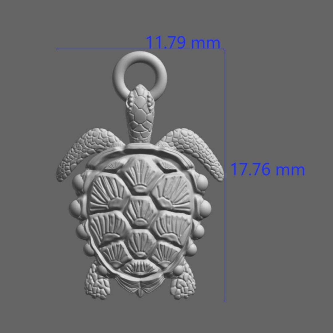 Oxidized Silver Turtle Pendant