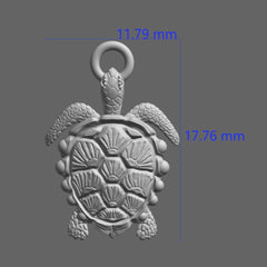 Oxidized Silver Turtle Pendant