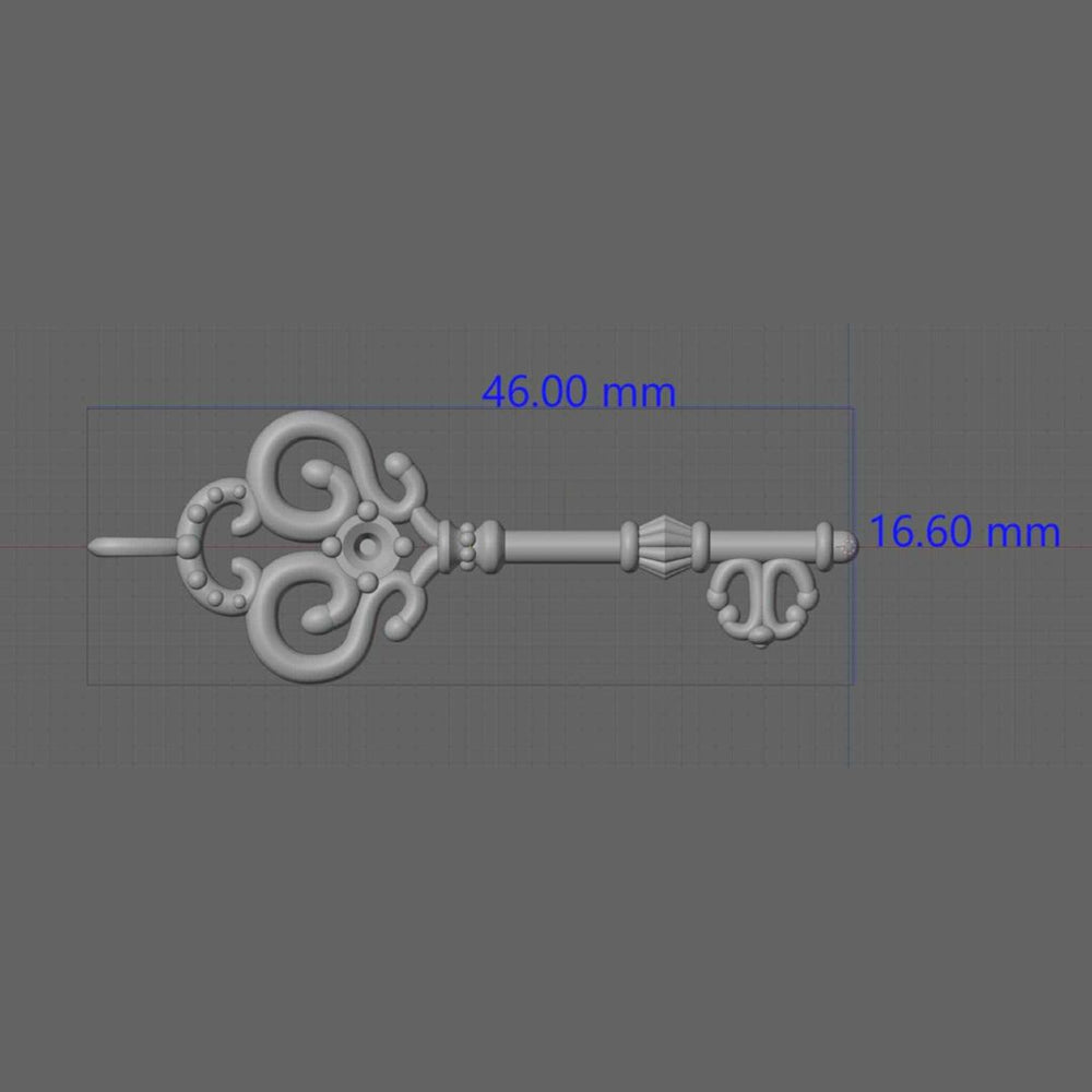 Silver Key Pendant With Sapphire