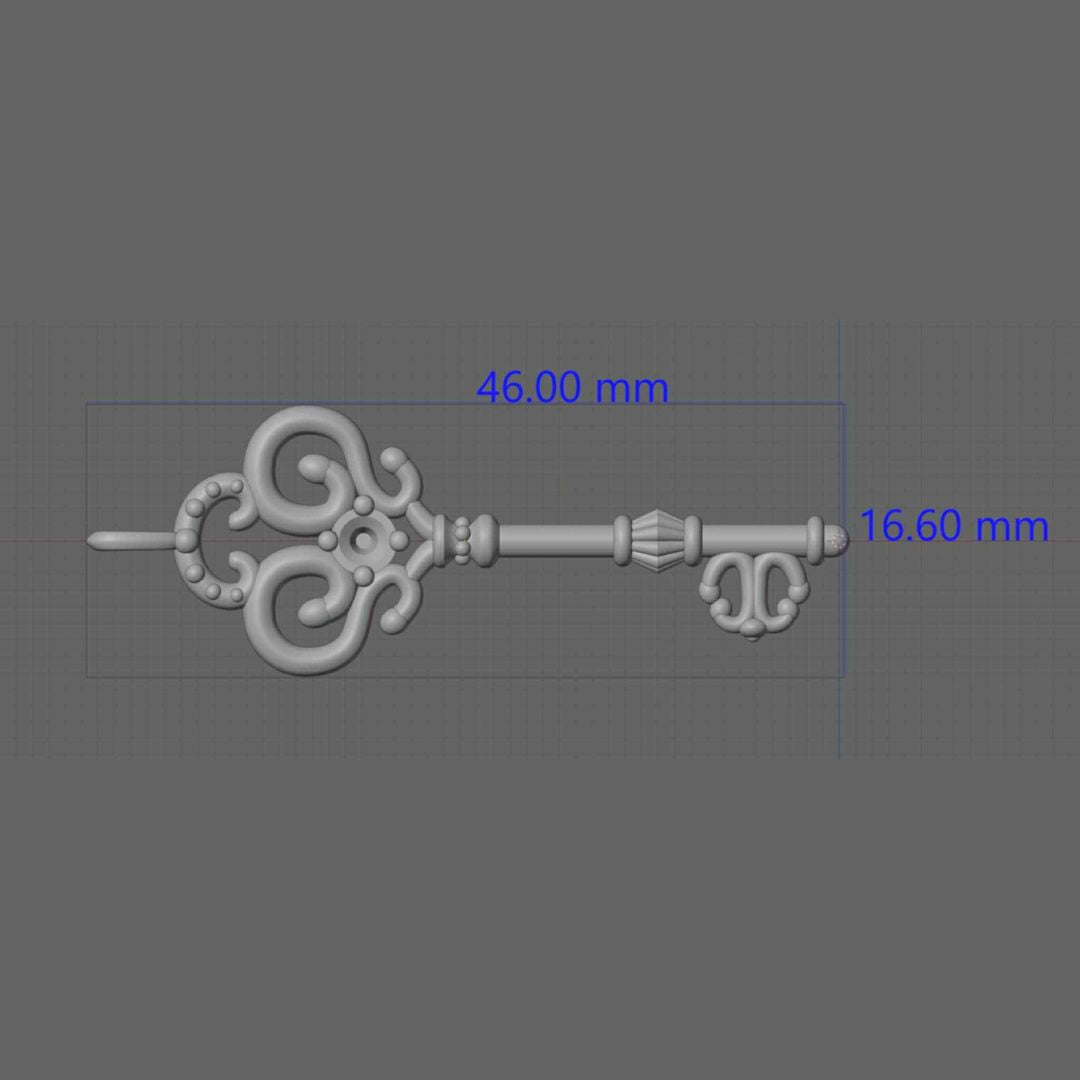 Silver Key Pendant With Sapphire