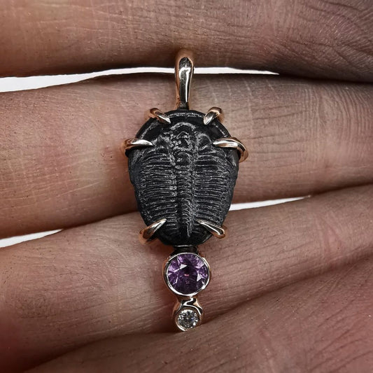 Rose Gold Trilobite Fossil Pendant