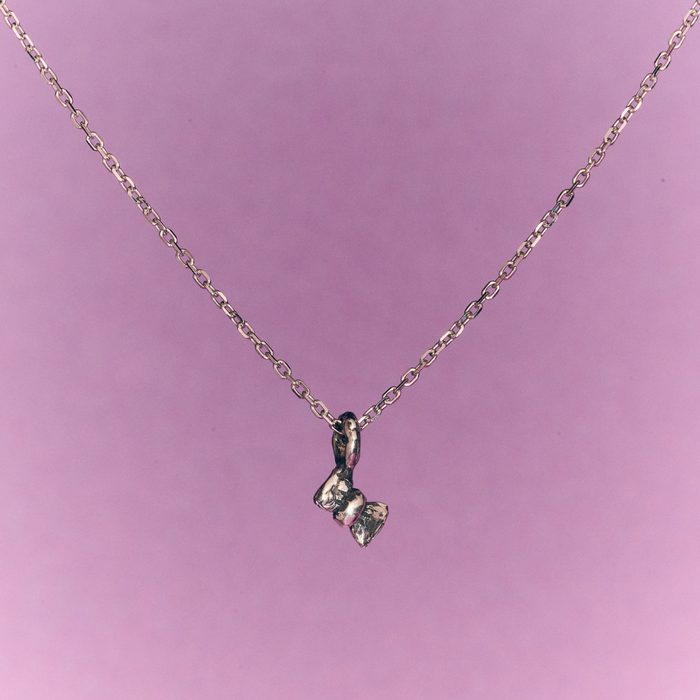 " Ribbon " Oxidised Silver Necklace