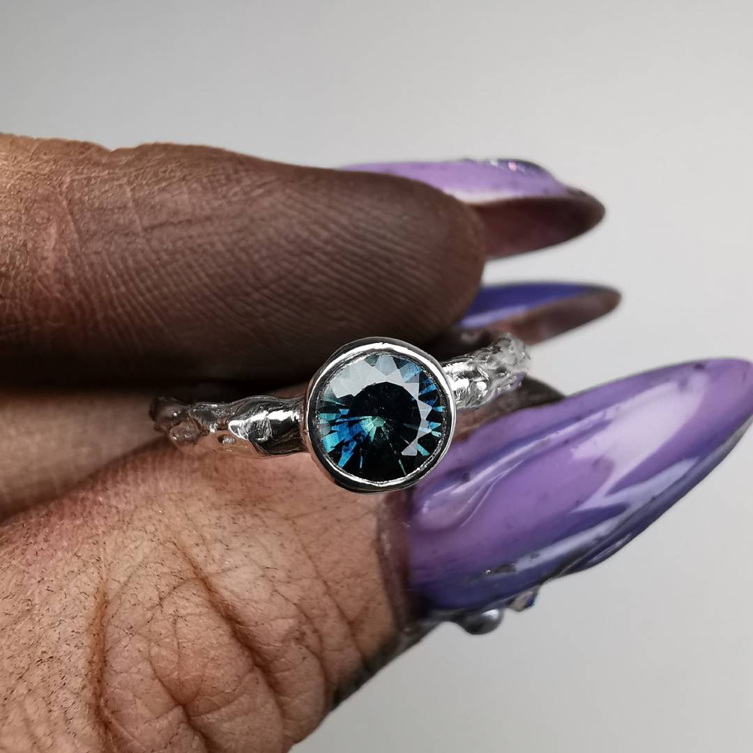 MIDI MAXI Platinum Ring With Sapphire