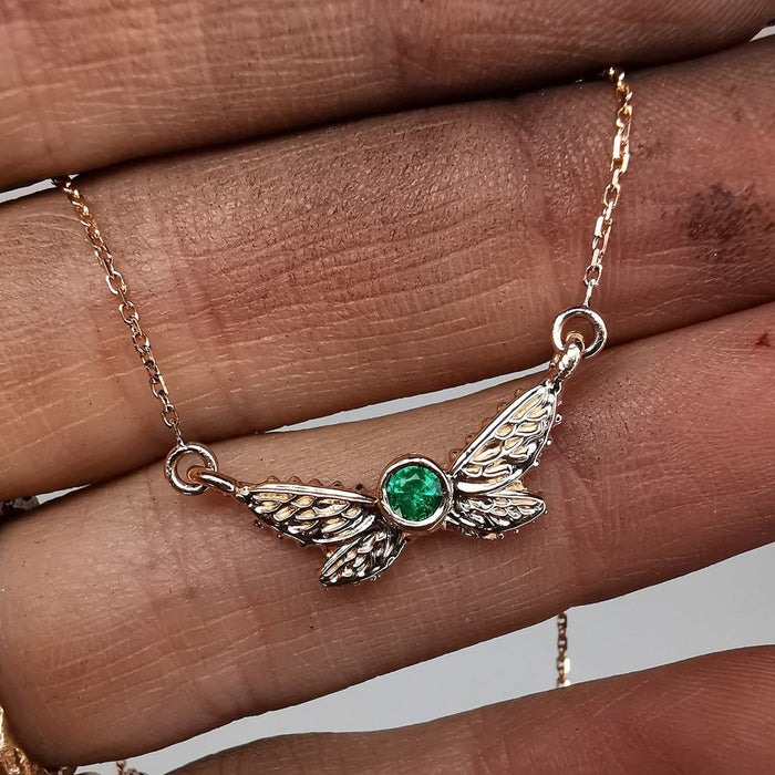 Rose Gold Signature Pendant With Emerald