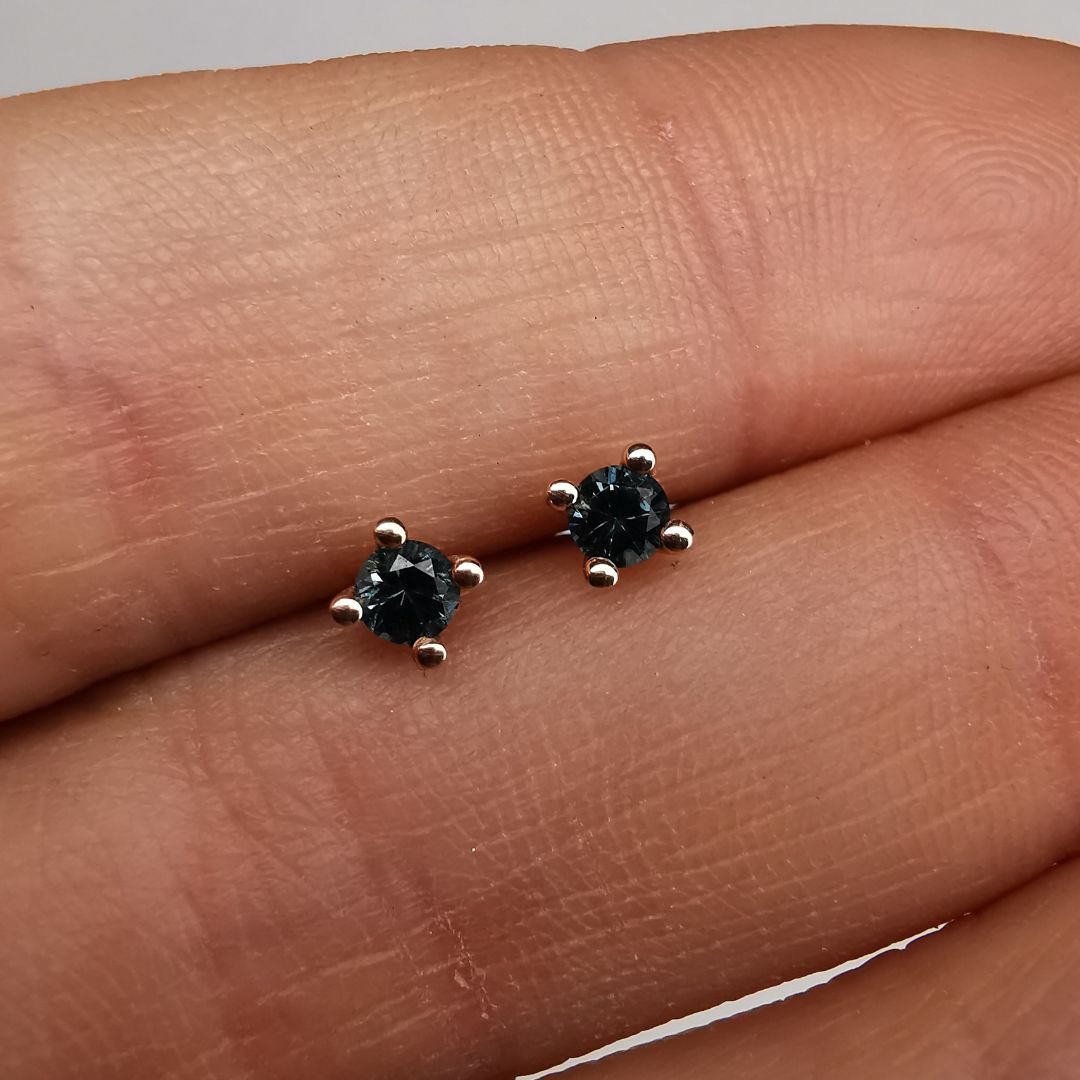 3 mm Rose Gold Sapphire Earrings