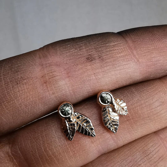 Forest Leaves Raudono Aukso Auskarai