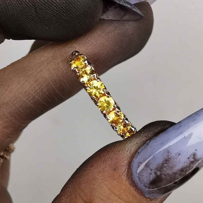 Rose Gold 1/2 Eternity Ring With 3mm Natural Yellow Sapphires