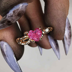 Rose Gold Ring With Fantasy Cut Heart Sapphire & Diamond