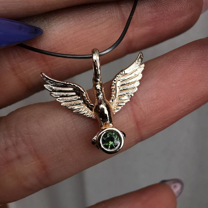 Rose Gold Dove Pendant With Sapphire