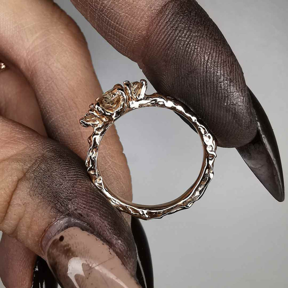 Rose Gold Ring With Natural  Cognac Diamond