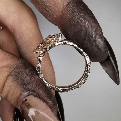 Rose Gold Ring With Natural  Cognac Diamond