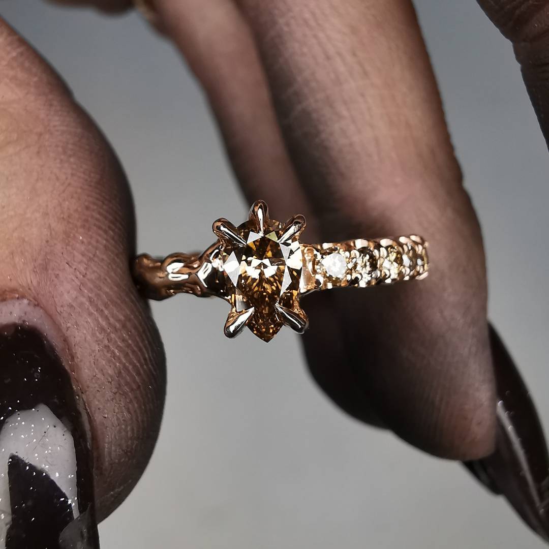 Rose Gold Signature Ring With Diamonds