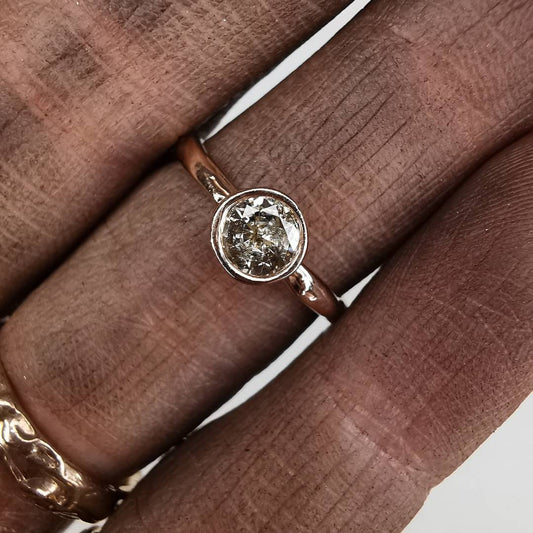 SLIM MAXI Raudono Aukso Žiedas Su Deimantu