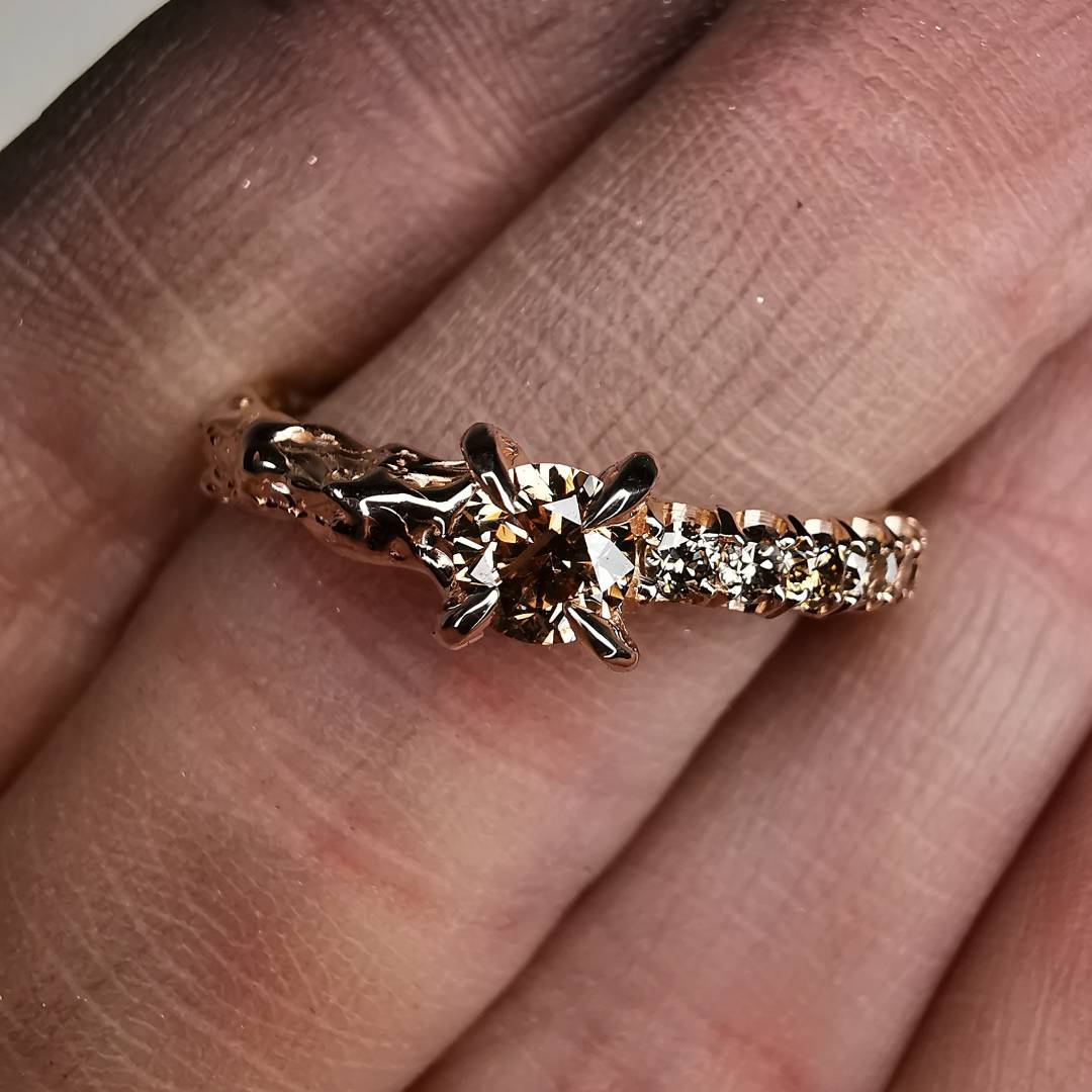 Rose Gold Megan Ring With Natural Cognac Diamonds