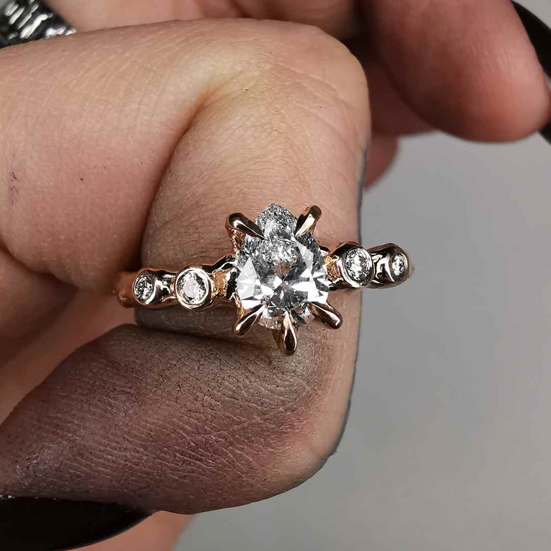 Rose Gold Signature Ring With Lab. Diamonds