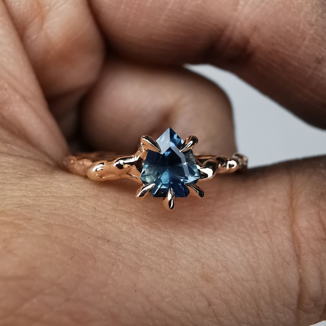 Rose Gold Signature Ring With Sapphire