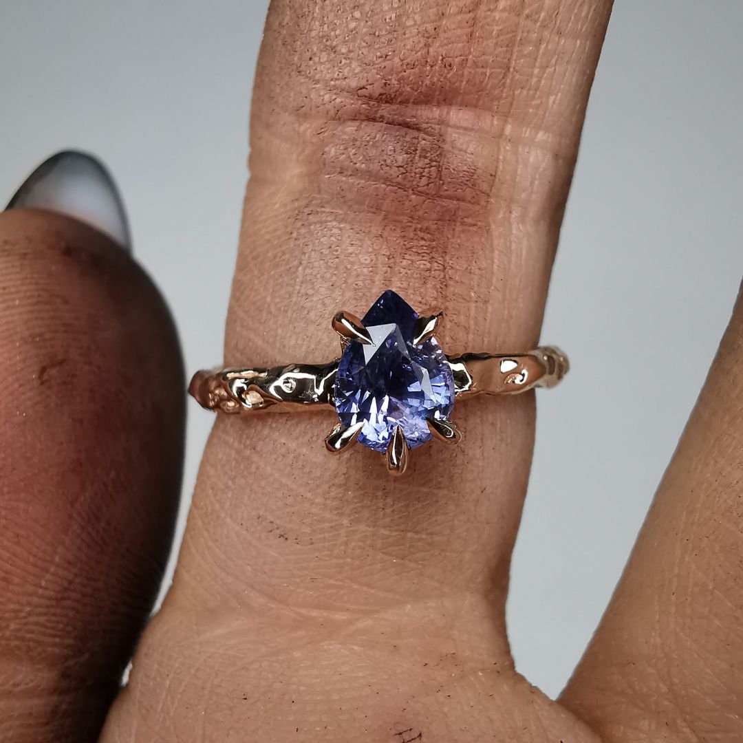 Rose Gold Signature Ring With Sapphire