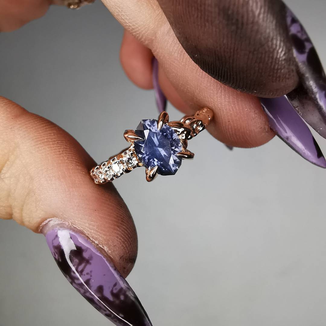 Rose Gold Signature Ring With Sapphire & Diamonds