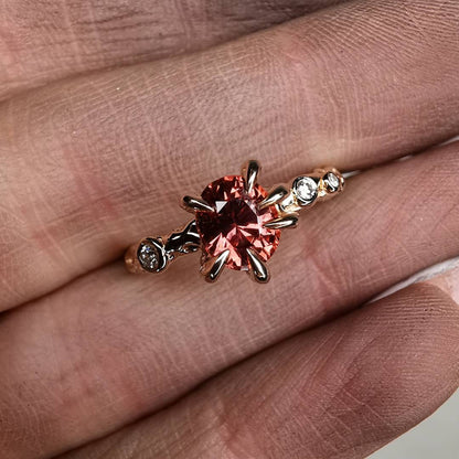 Rose Gold Signature Ring With Malaya Garnet & Natural Diamonds
