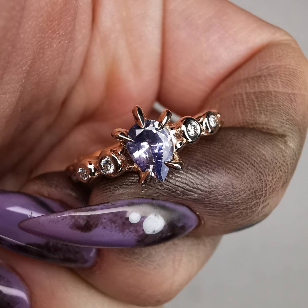 Rose Gold Signature Ring With Sapphire And Natural Diamonds