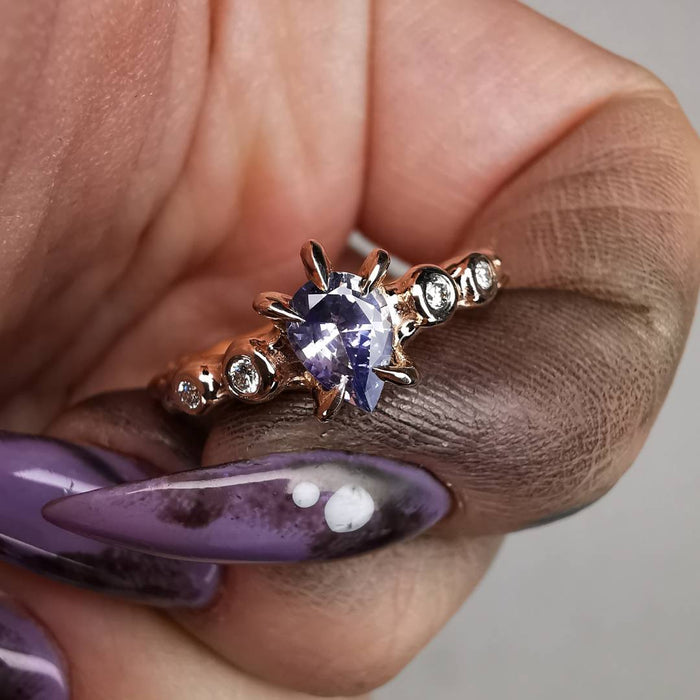 Rose Gold Signature Ring With Sapphire And Natural Diamonds
