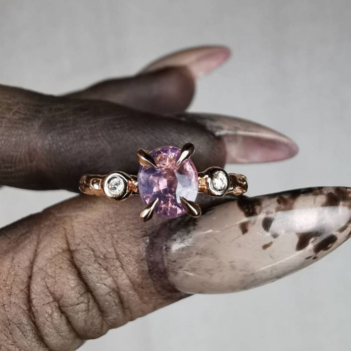 Rose Gold Ring With Spinel & Diamonds