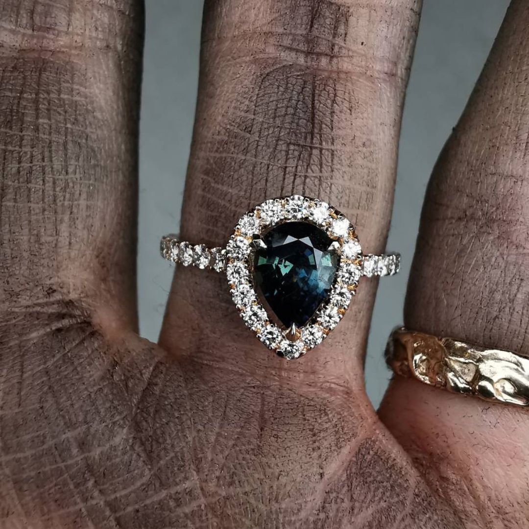 Sparkle Around Pear Rose Gold Ring