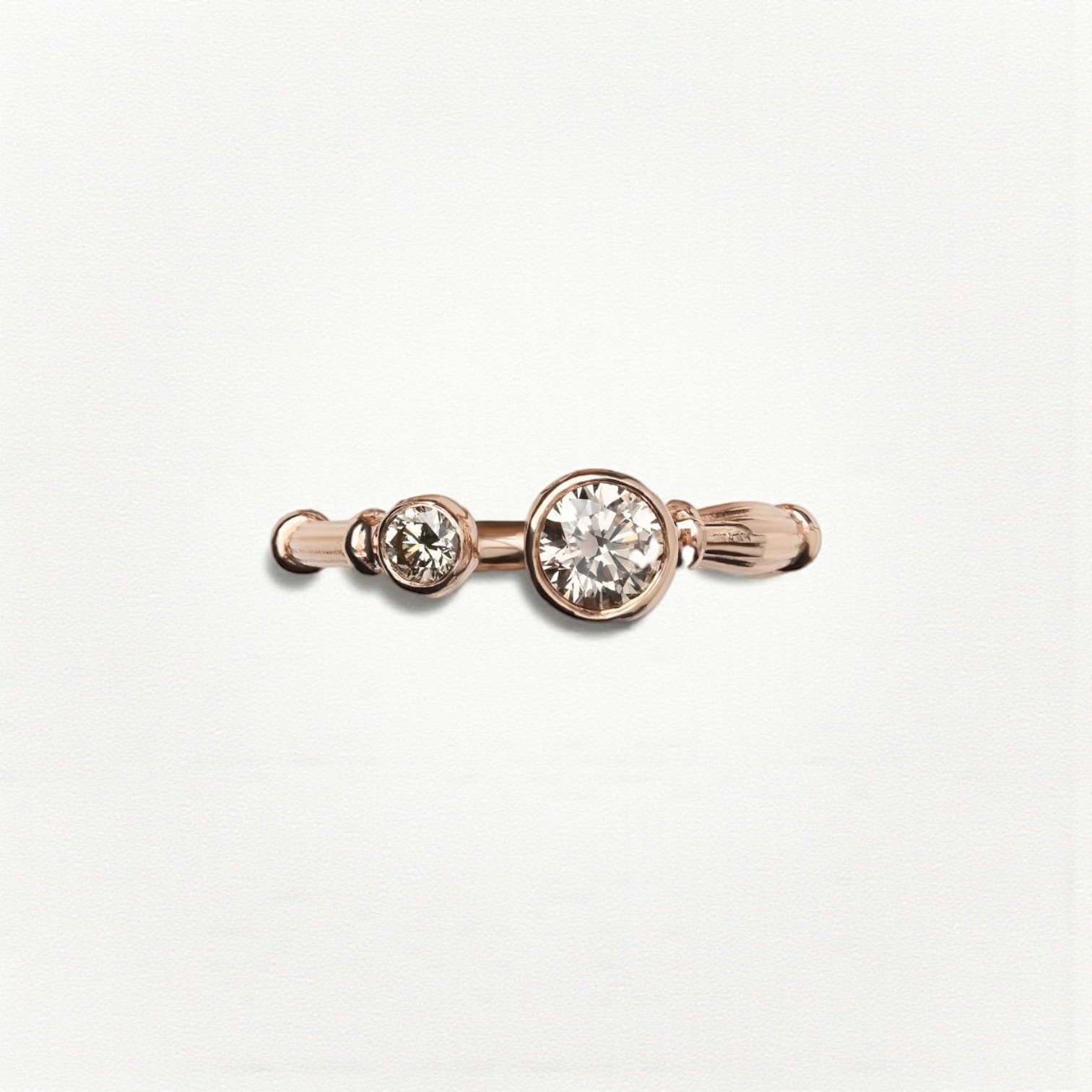 Rose Gold Column Rings With Natural Cognac Diamonds