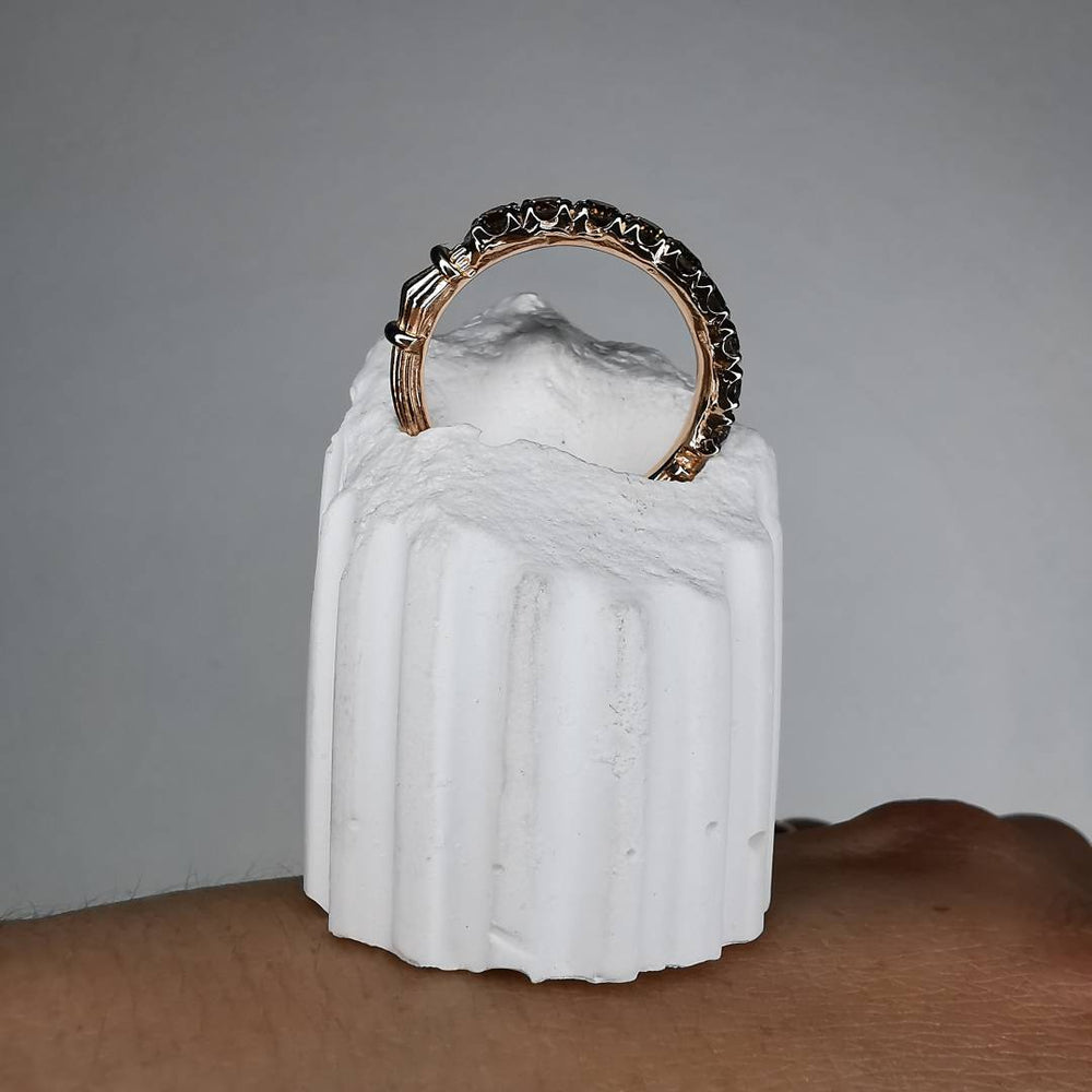 Column I/2 Eternity Rose Gold Ring With 3mm Cognac Diamonds