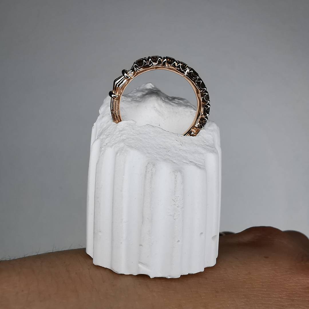 Column I/2 Eternity Rose Gold Ring With 3mm Cognac Diamonds