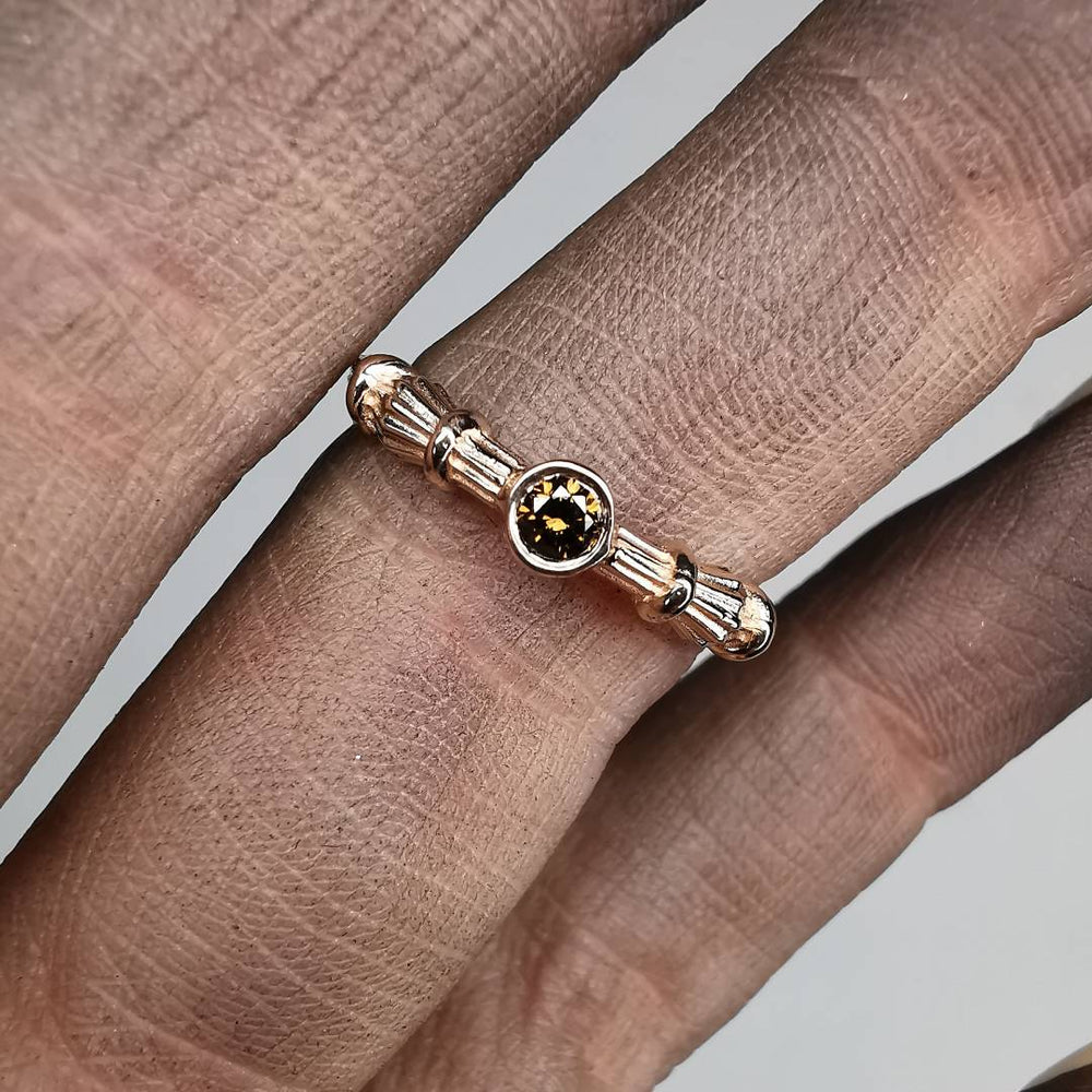 Column Midi Rose Gold Ring With Diamond