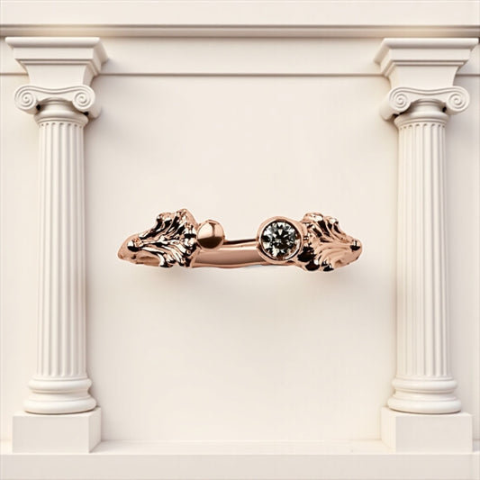 Rose Gold Column  Midi Ring With 3mm Natural Cognac Diamond