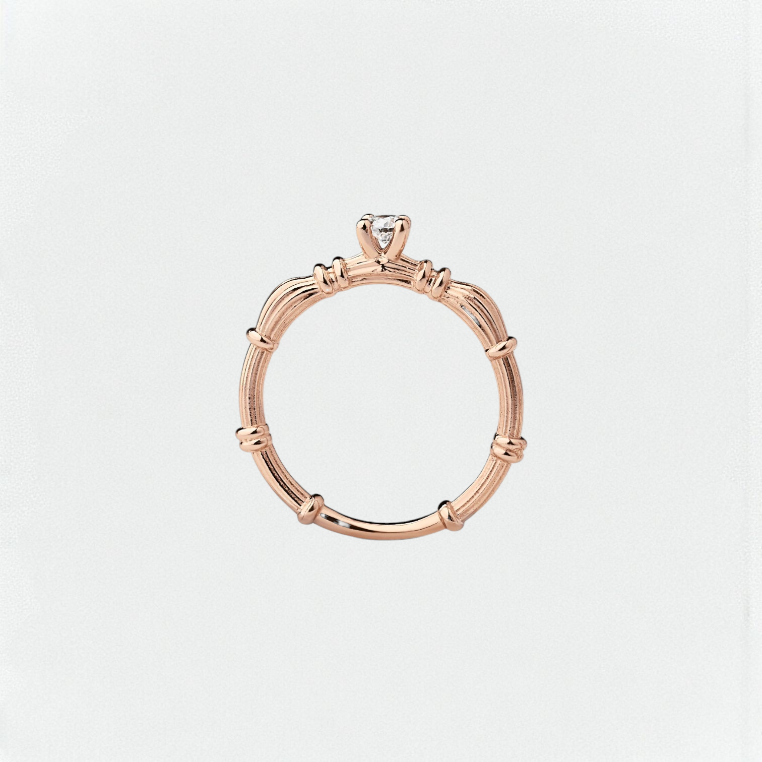 Column IV Rose Gold Rings With 3.5mm Sapphires and Lab. Diamond