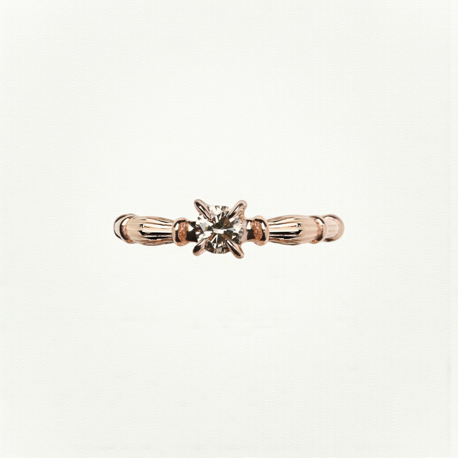 Column Rose Gold Ring With Diamond