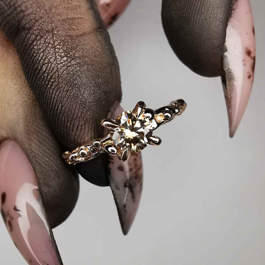 Rose Gold Ring With Champagne Natural Diamond