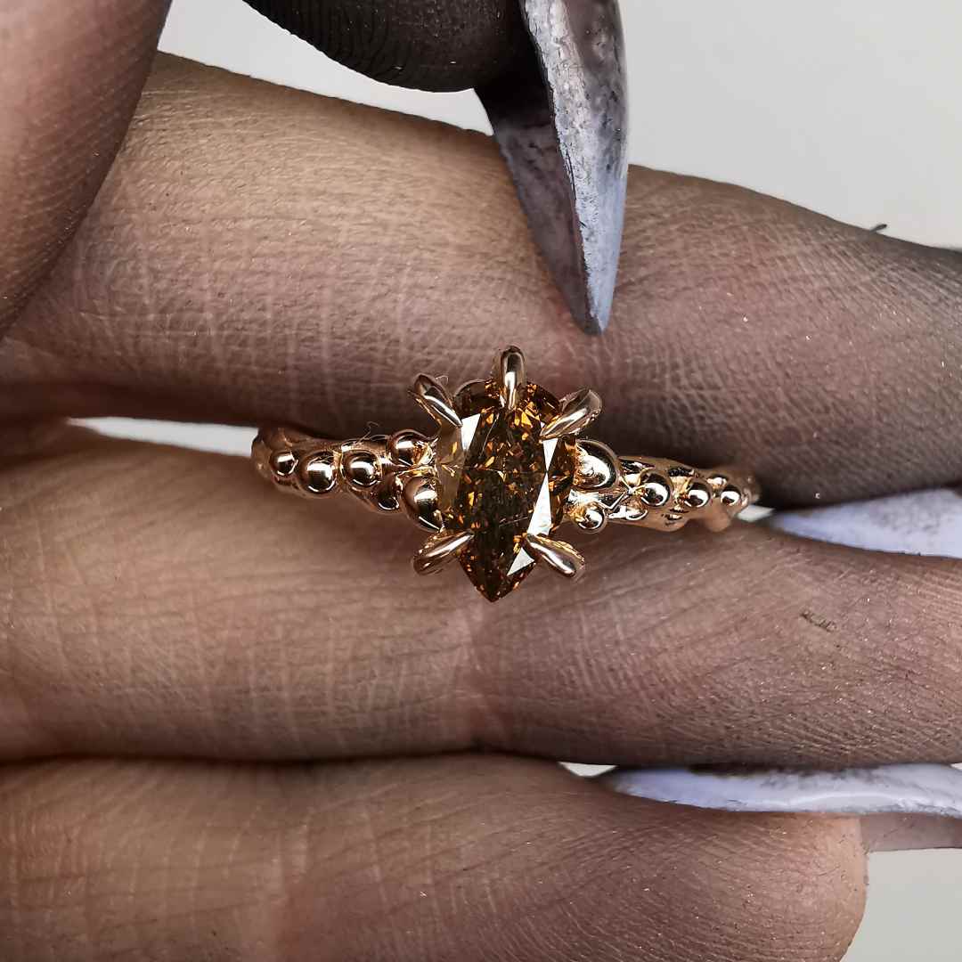 Rose Gold Ring With Cognac Diamond