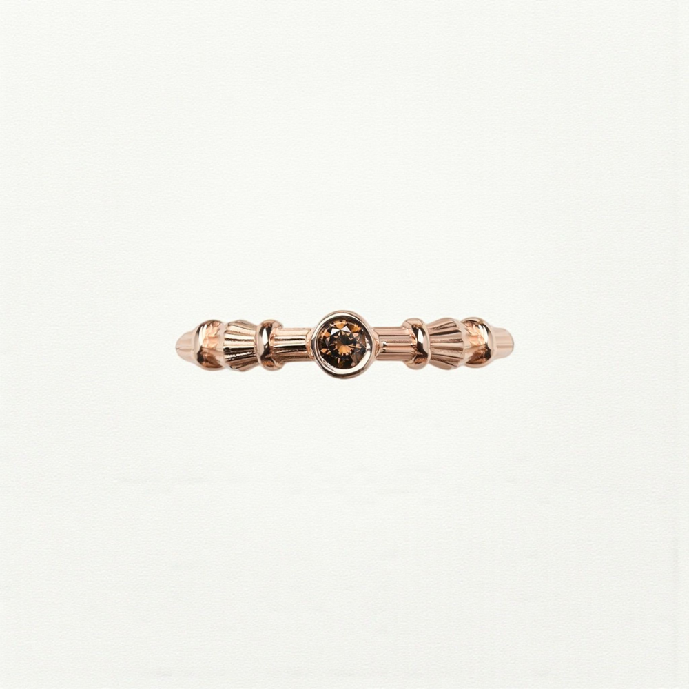 Column Midi Rose Gold Ring With Diamond