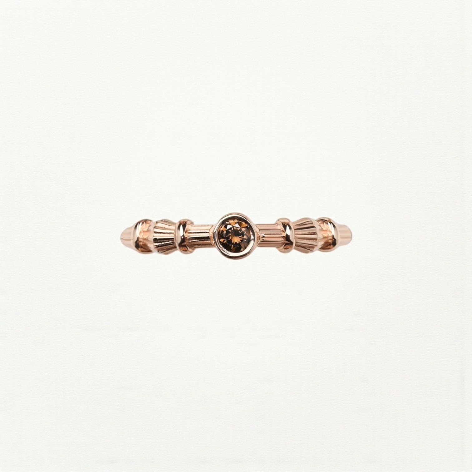 Column Midi Rose Gold Ring With Diamond
