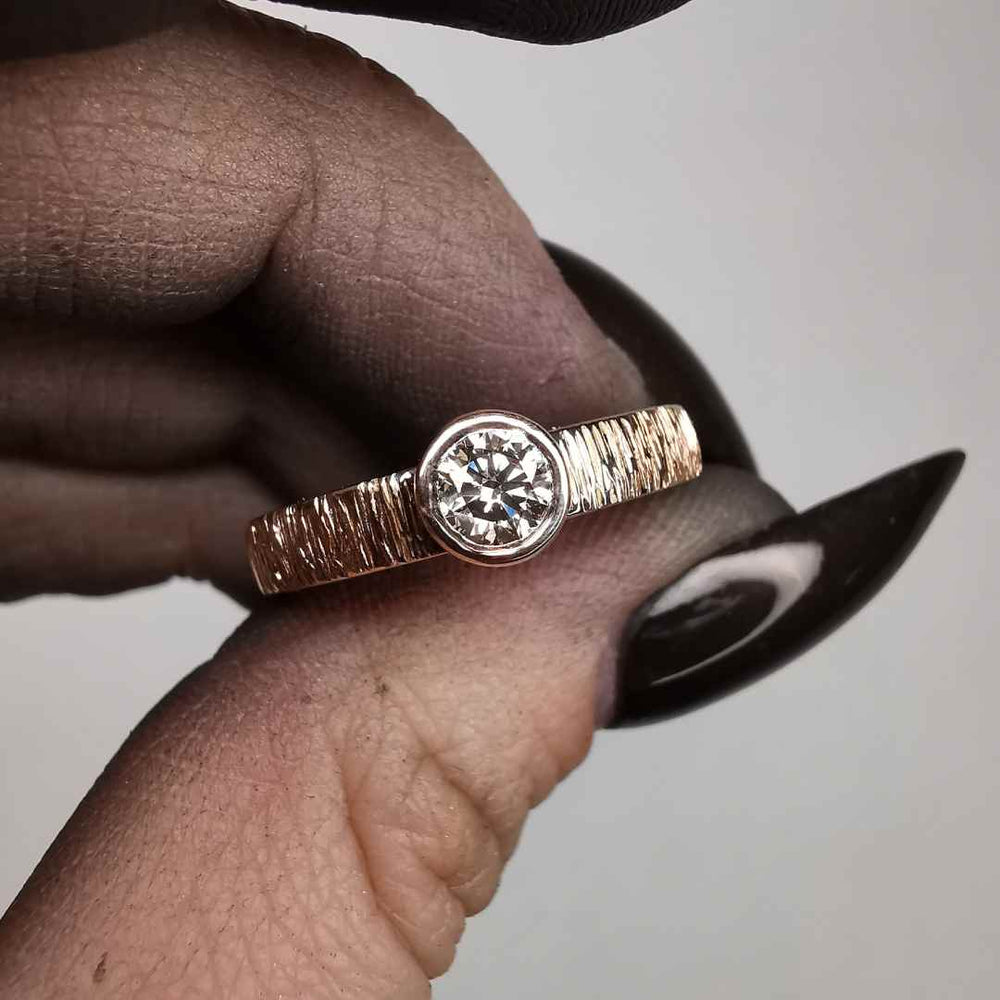 Rose Gold Signature Ring With Natural Champagne Diamond