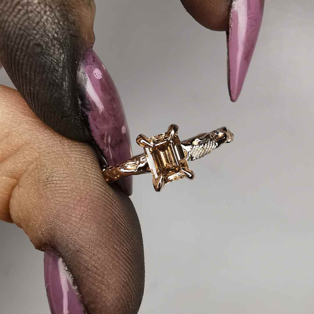 Rose Gold Ring With Champagne Diamond