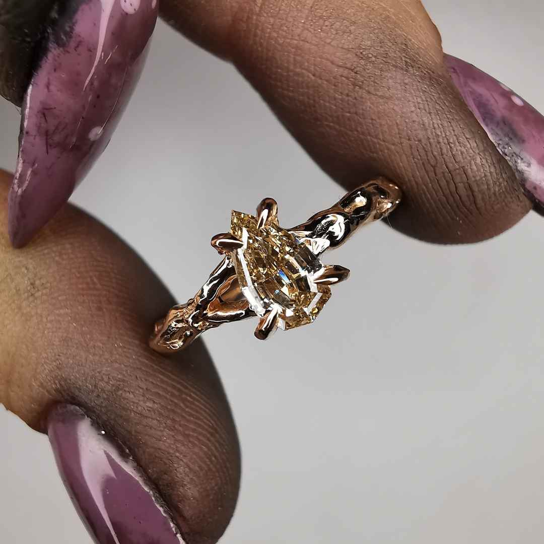 Rose Gold Ring With Champagne Diamond
