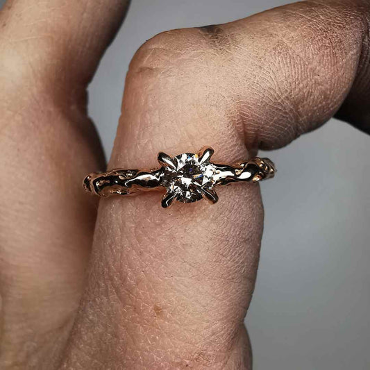 Rose Gold Ring With Natural  Cognac Diamond