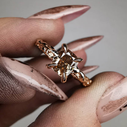 Rose Gold Signature Ring With Natural Cognac Diamond
