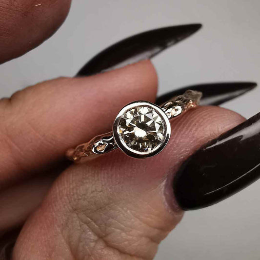 Rose Gold Signature Ring With Natural Champagne Diamond