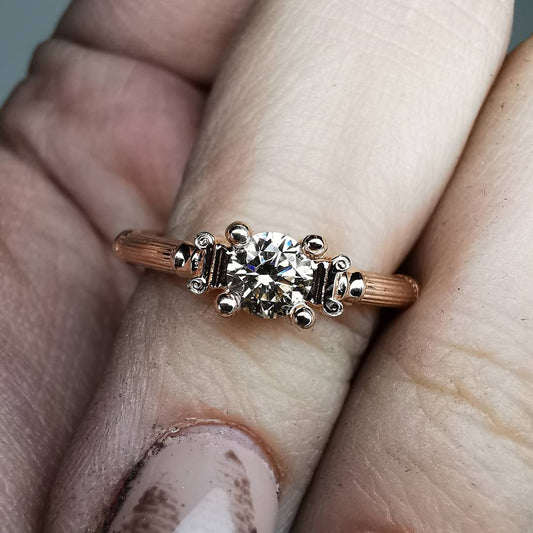 Rose Gold Column IV Ring With Natural Cognac Diamond