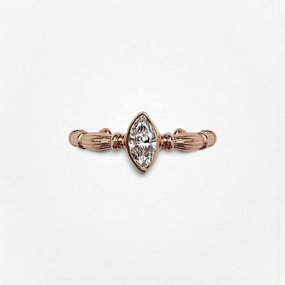 Column Marquise Rose Gold Ring With Lab. Diamond