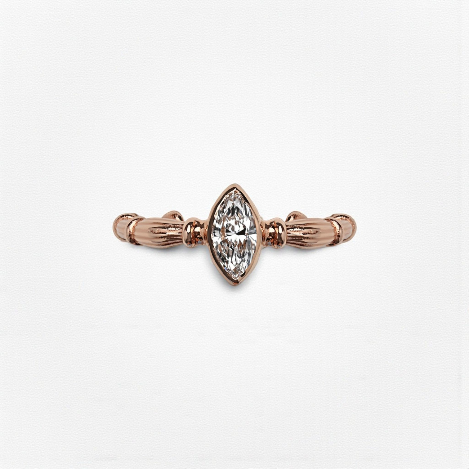 Column Marquise Rose Gold Ring With Lab. Diamond